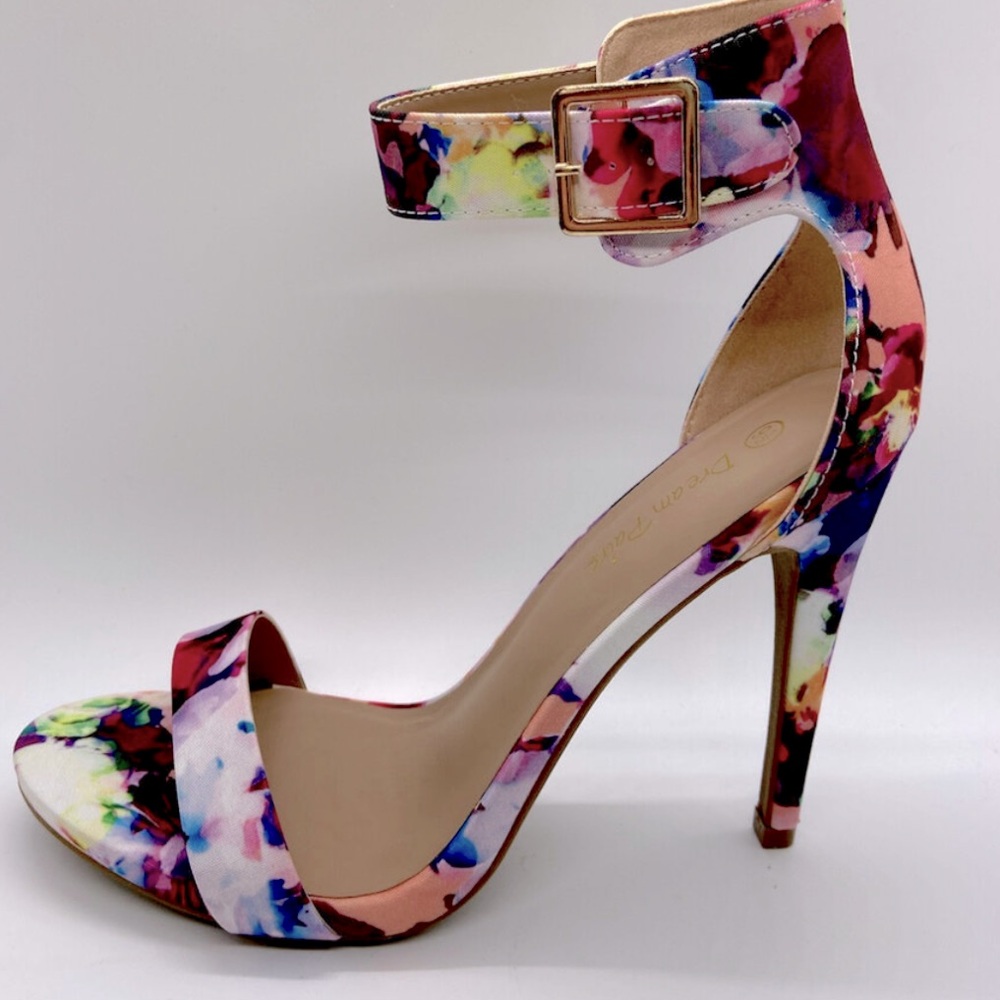 DREAM PAIRS FLORAL PRINT HIGH HEELS SANDALS SIZE 8